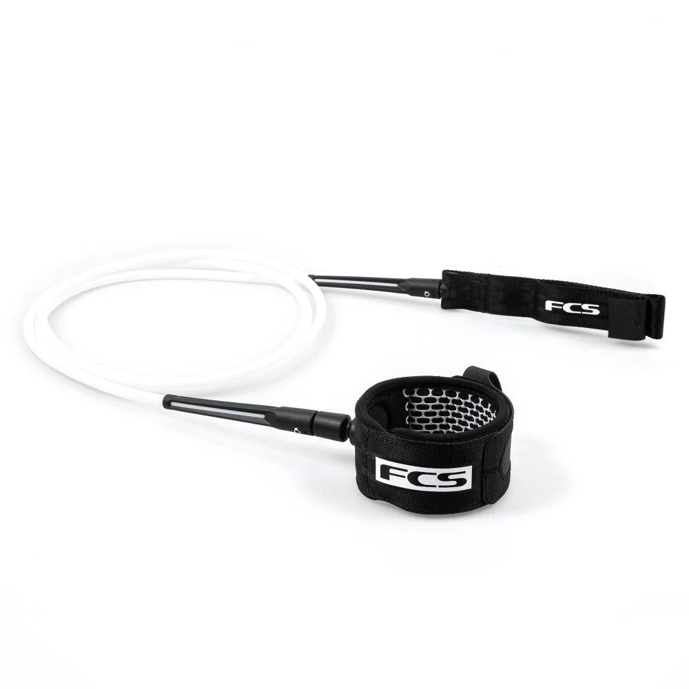FCS 8' ALL ROUND ESSENTIAL LEASH WHITE/BLACK
